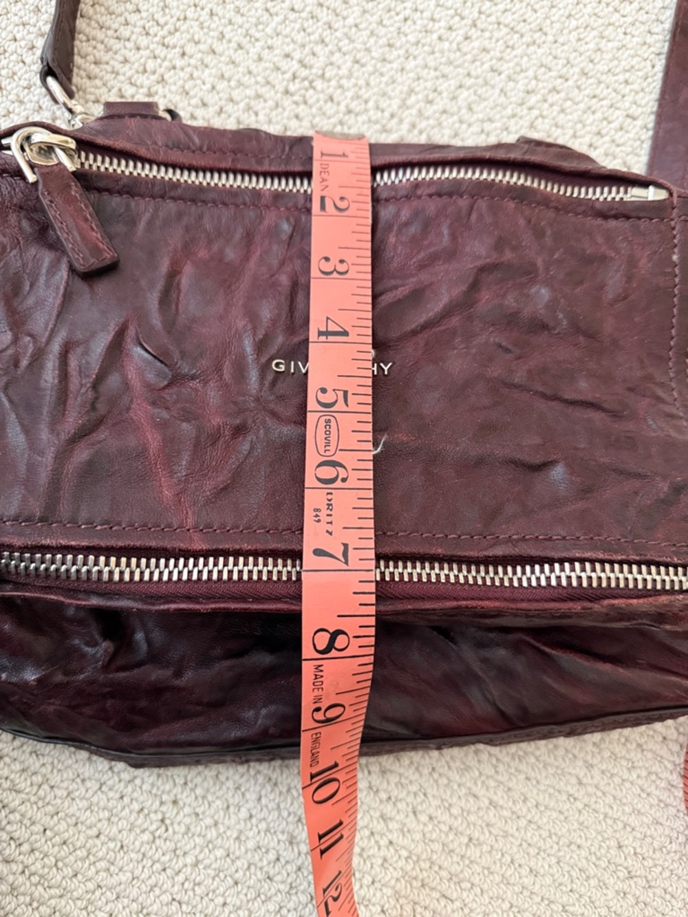 Givenchy Deep Burgundy Leather Shoulder Bag with Silver Hardware - Picture 8 of 11